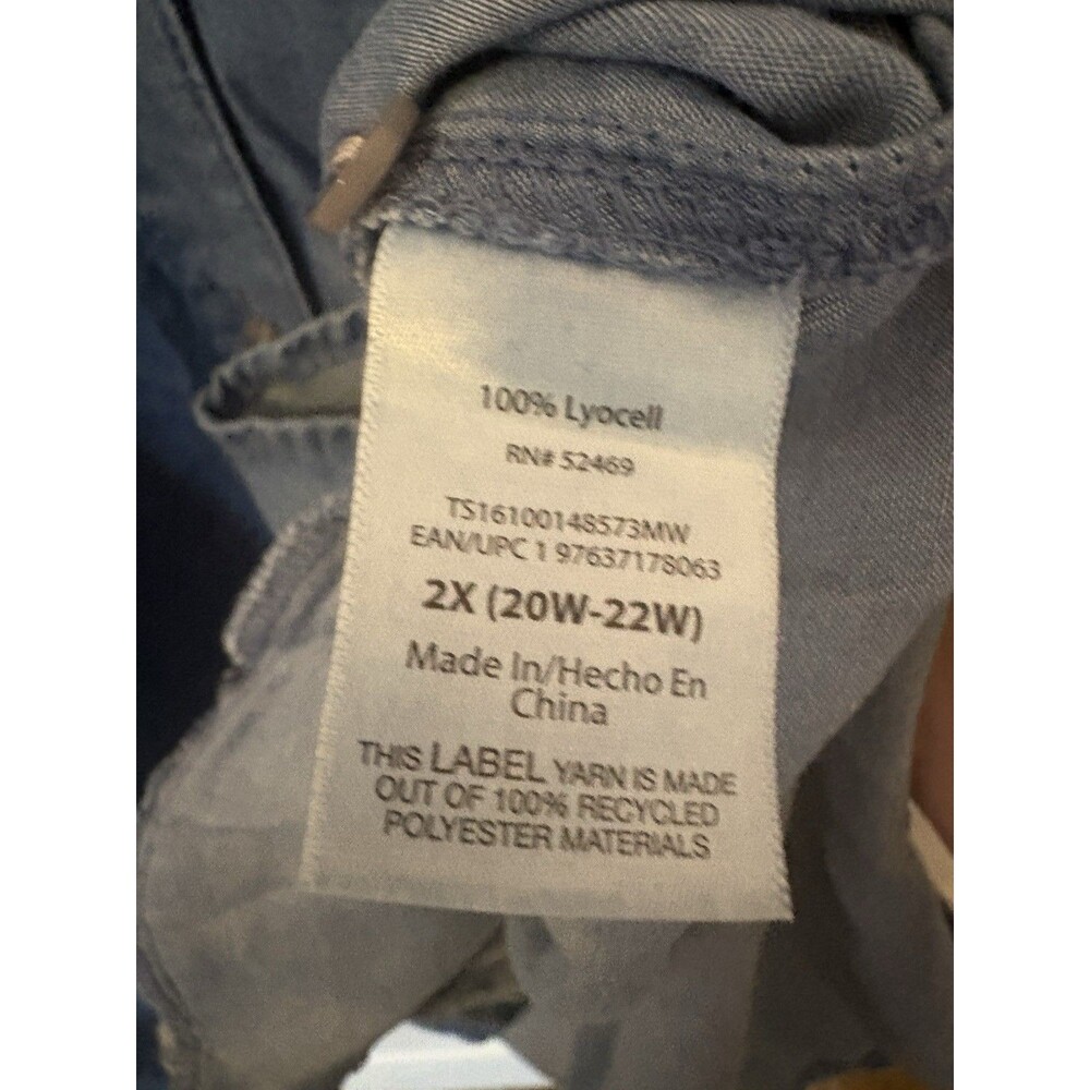 NWT Terra And Sky Light Weight Denim Dress Size 2X Long Sleeve Cinch Back - Picture 7 of 10
